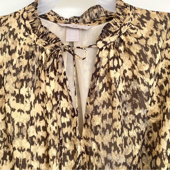 Brown Beige Printed Midi Dress Medium - Picture 3 of 3